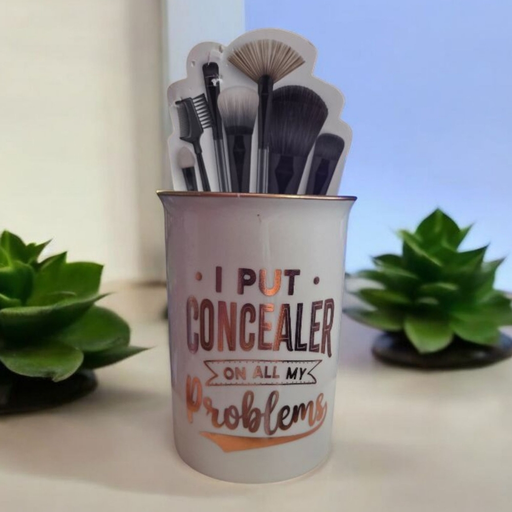"I put concealer on all my problems" Ceramic Makeup Brush Holder storage